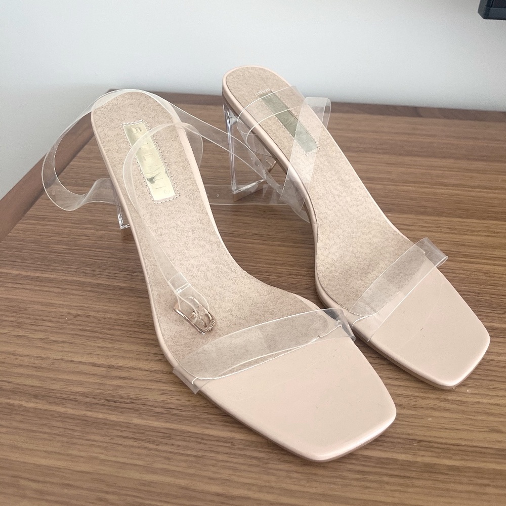 Clear Heel and Strap Sandals